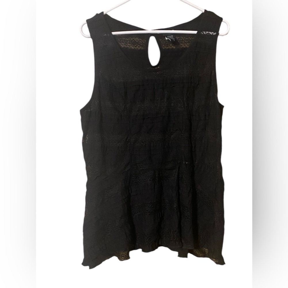 TORRID Black Lace Sleeveless Top Women’s 1 1X Whimsigoth Sheer Babydoll Blouse